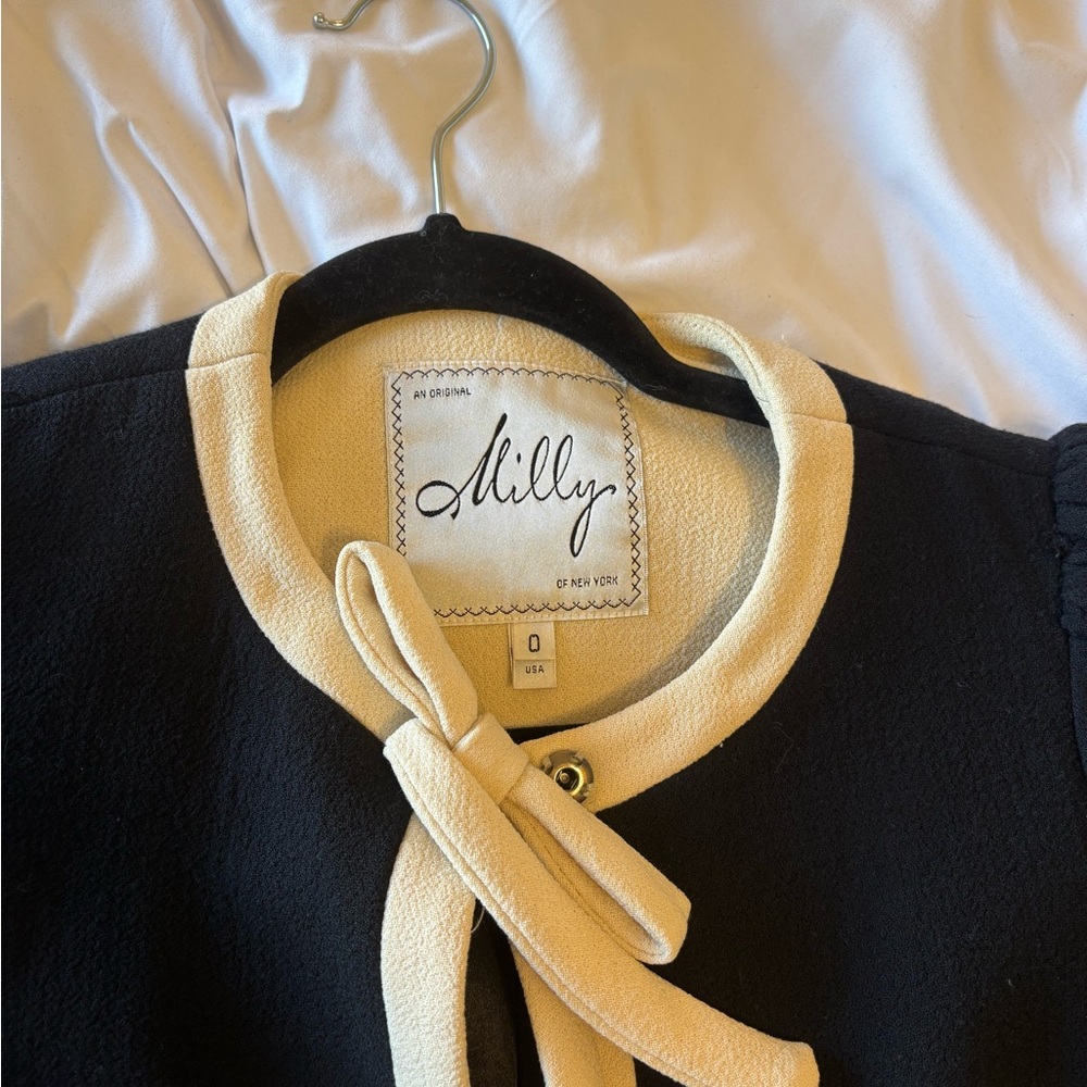 Milly New York Black and Cream Bow Blazer - Picture 3 of 6